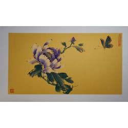 Purple peony and butterfly 1